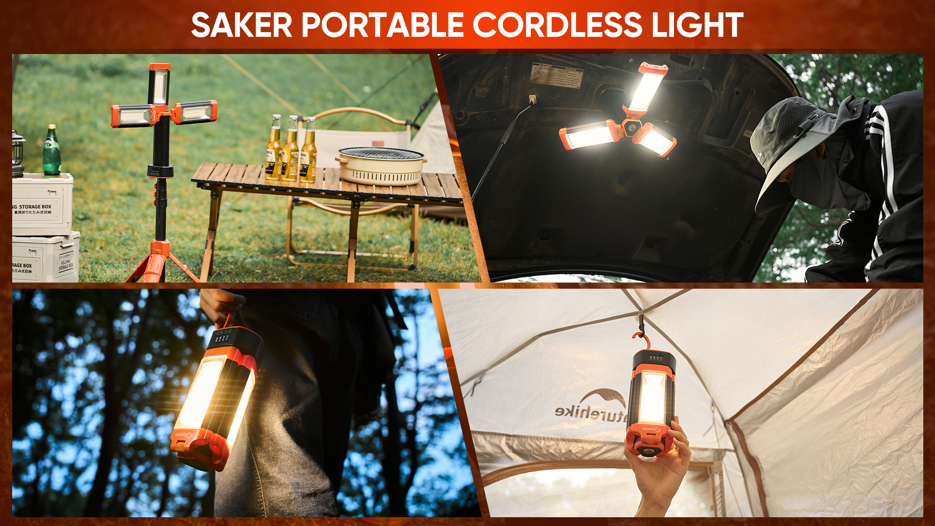キャンピングカーSHADE LED付き Amazon.com: Saker Portable Camping Light with Stand 73inch