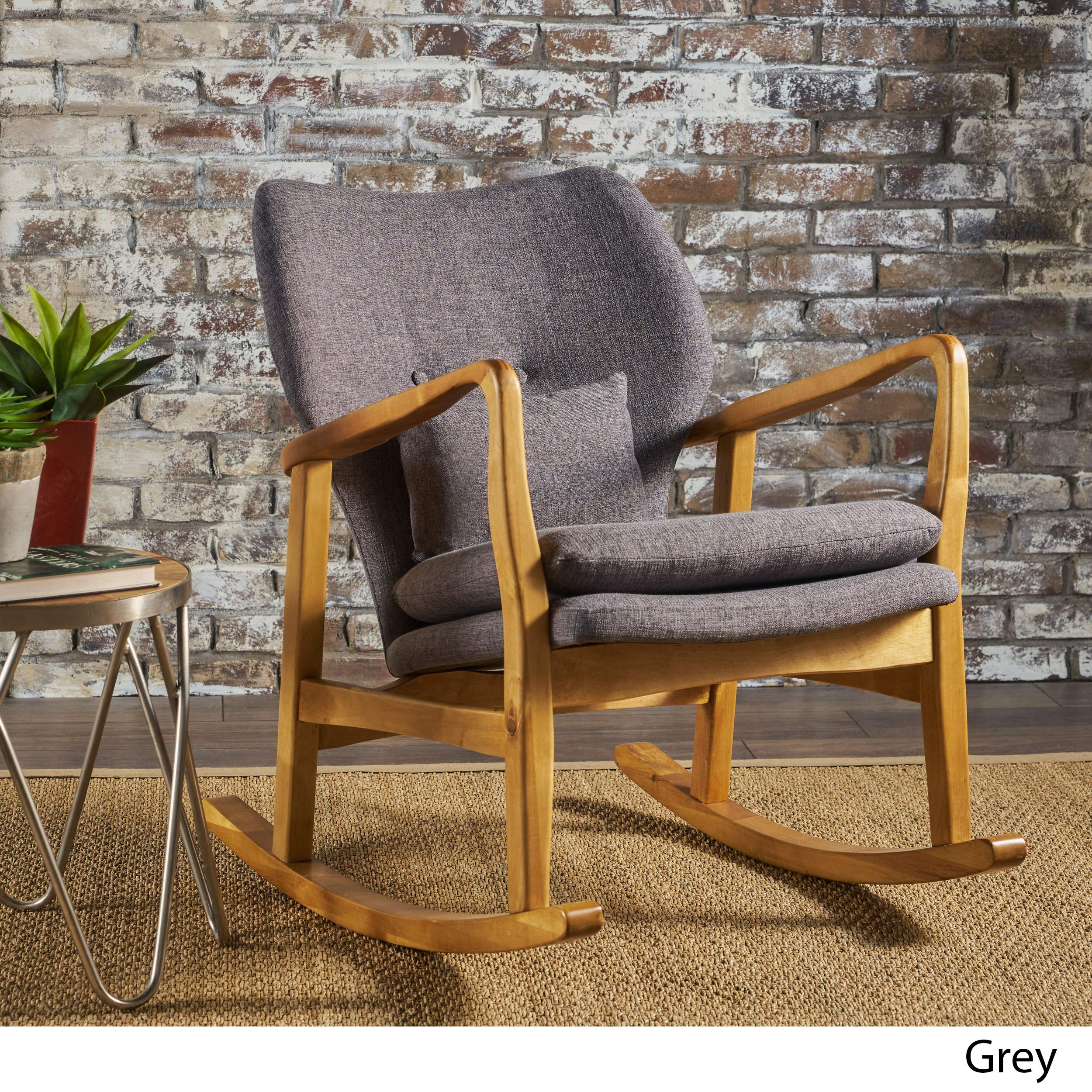 GDF Studio Beryl Mid Century Modern Grey Fabric Rocking Chair Buy