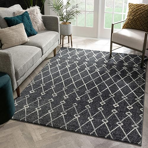 Miniatura 1 de Viaje Trellis - Alfombra de área tradicional marroquí con diseño de diamantes, envejecida, color gris envejecido (5 pies 3 pulgadas x 7 pies 3