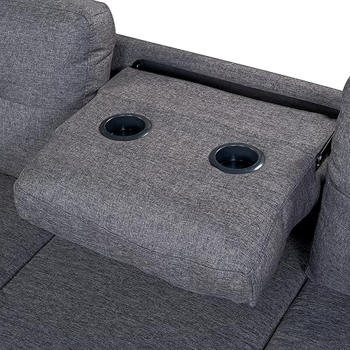 Miniatura 6 de CIATRE 109" Reversible Sectional Sofa Space Saving with Storage Ottoman Rivet Ornament L-Shape Couch for Large Space Dorm Apartment