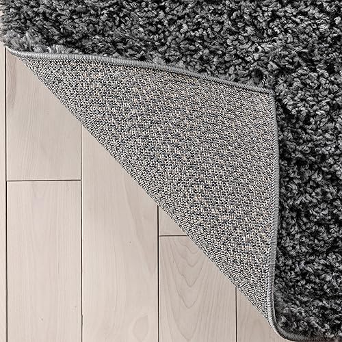 Miniatura 5 de Well Woven Elle Basics Emerson Shag Tapete texturizado para área, gris carbón, 6 x 9, 6'7" x 9'6"