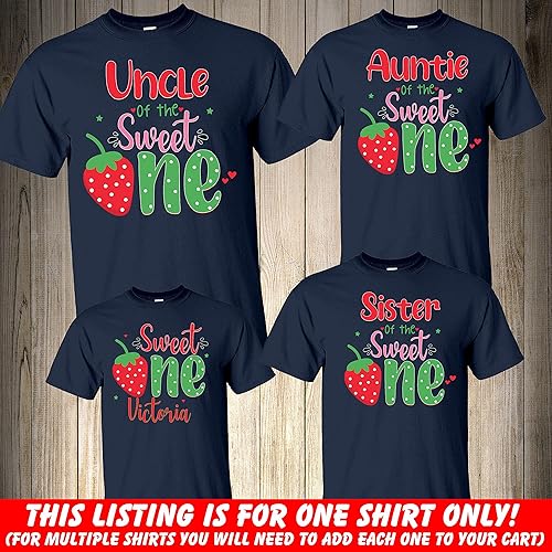 Miniatura 4 de Camisetas familiares a juego con diseño de fresa para el primer cumpleaños, para mamá, papá, hermana, para fiesta de cumpleaños, temática de niña