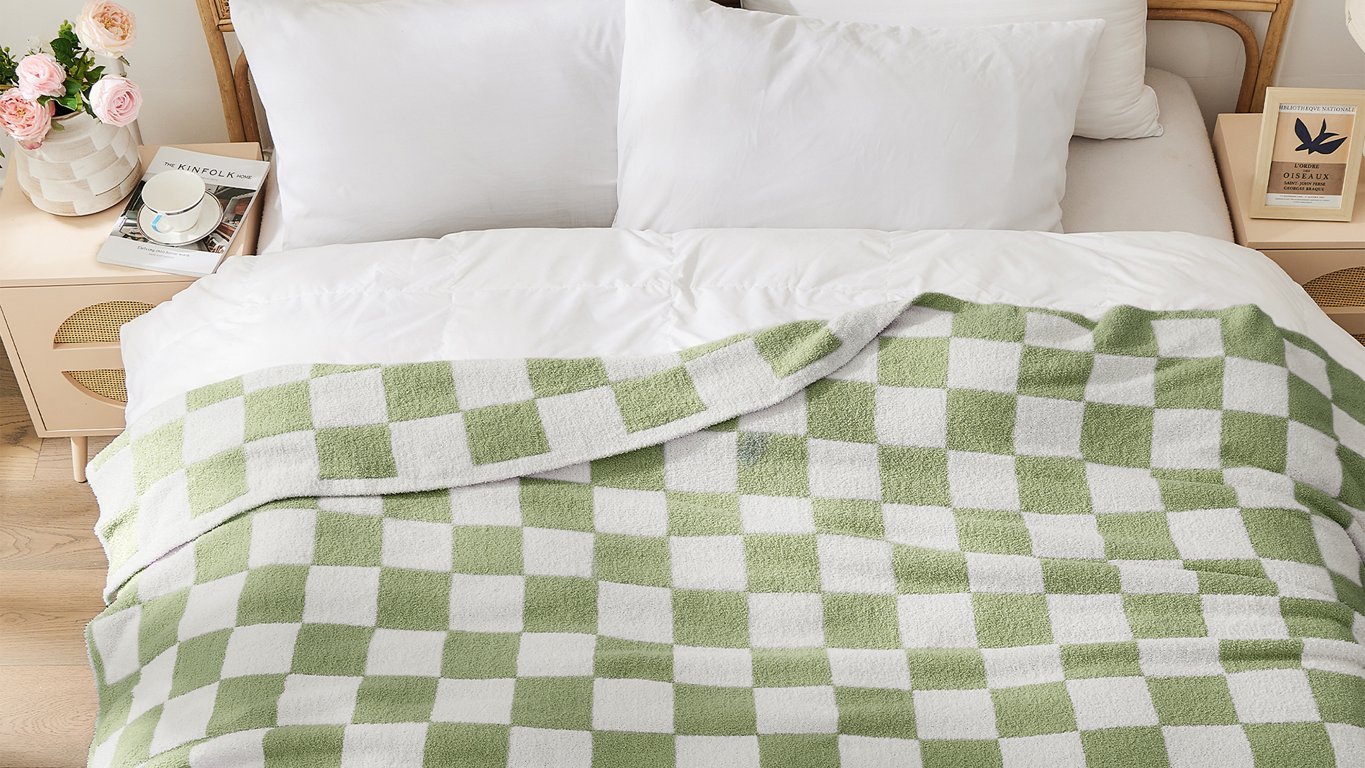 Amazon.com: JOOJA Soft Cozy Checkerboard Beige Blanket Fluffy Knit