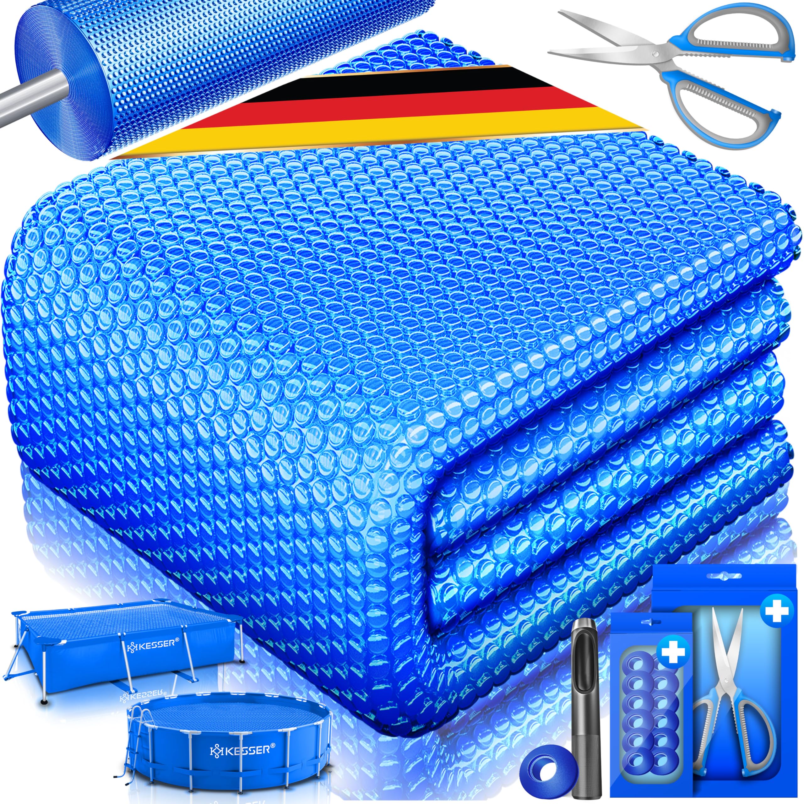 Poolomio Solarplane 800x400cm - 400µm Poolabdeckung Noppenfolie Wärmedämmung