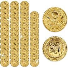 Relaxdays Pirate Treasure Coins, Set of 48 Tokens Fake Gold, Plastic Money, Kids Costume Parties, Gold