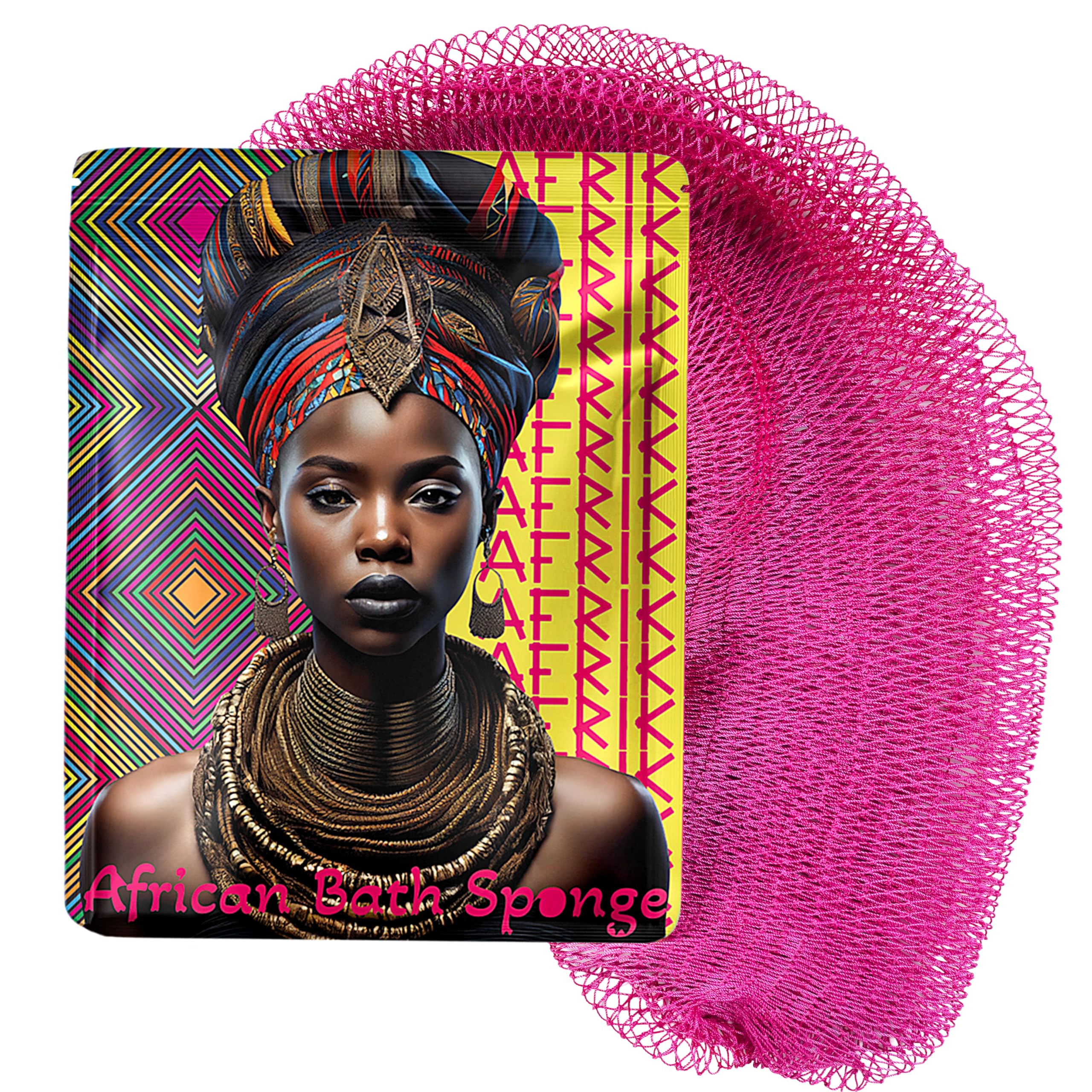 AFRIKI African Net Sponge – Exfoliating Body Scrubber, Black Owned & Rooted in Africa, All Skin Types | 45 in Long (Camelia)