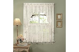 Sweet Home Collection Old World Style Floral Heavy Lace Kitchen Curtain Swag Pair Hopewell Cream