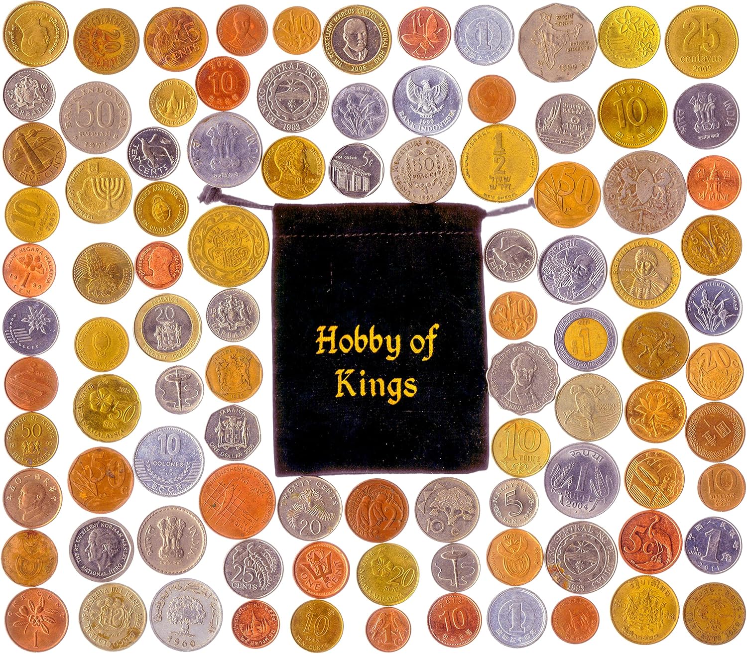 100 Exotic Coins from Asia, Middle East, Africa, Oceania, South America. Collectible coins, old coins for your coin album, coin bank or coin holders