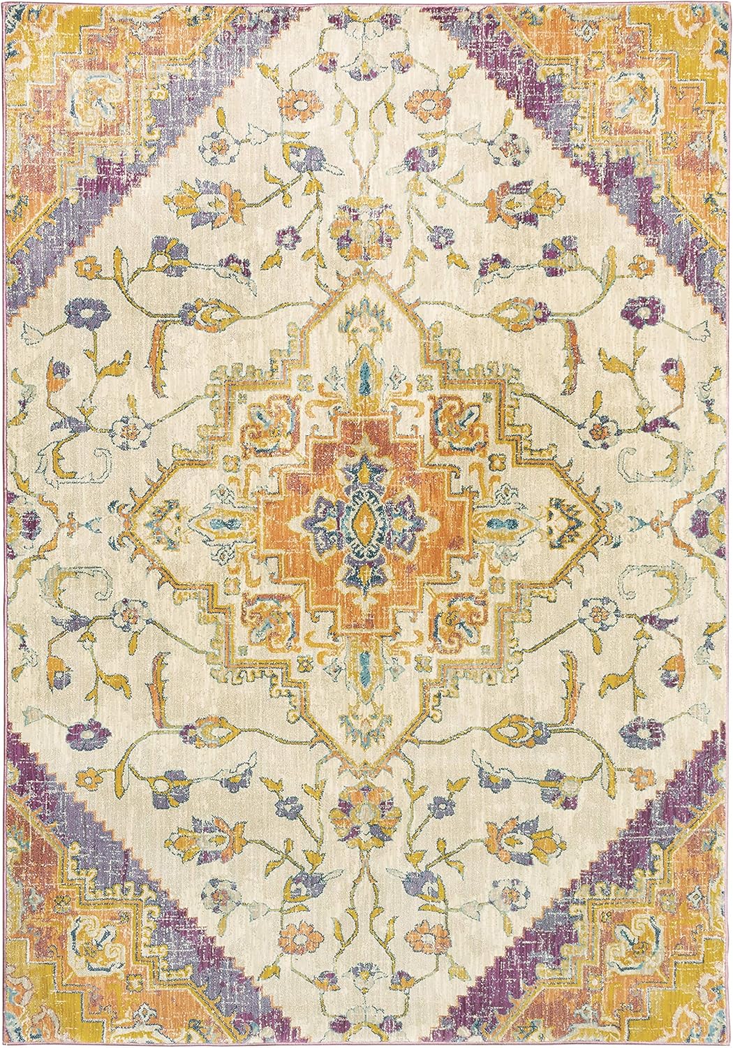 Solo Rugs Devon Traditional Oriental Area Rug, 2' x 8', Purple/Gold