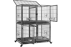 Yaheetech 43'' Stackable Dog Crate Double-Tier Rolling Kennel