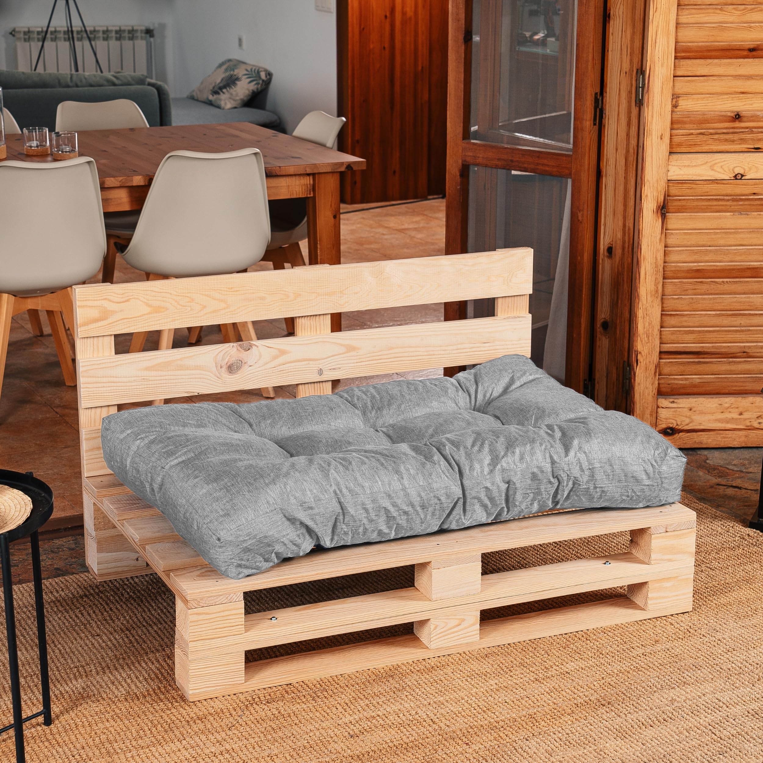 bananair - Palettenkissen Outdoor 120 x 80 cm Bequem - Robuster, UV-beständiger & Wasserabweisender Stoff - Ideal für Europaletten, Palettenmöbel, Palettensofa (Sitzkissen, 120 x 80 cm, Grau)