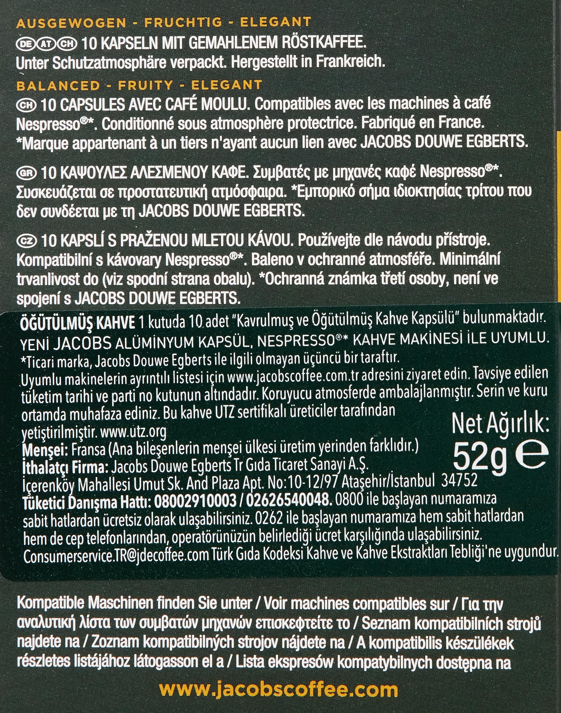 Jacobs Kapsułki Espresso Classico, intensywność 7,100 Nespresso®* kompatybilne kapsułki z kawą, opakowanie 10 sztuk, 10 x 10 napojów