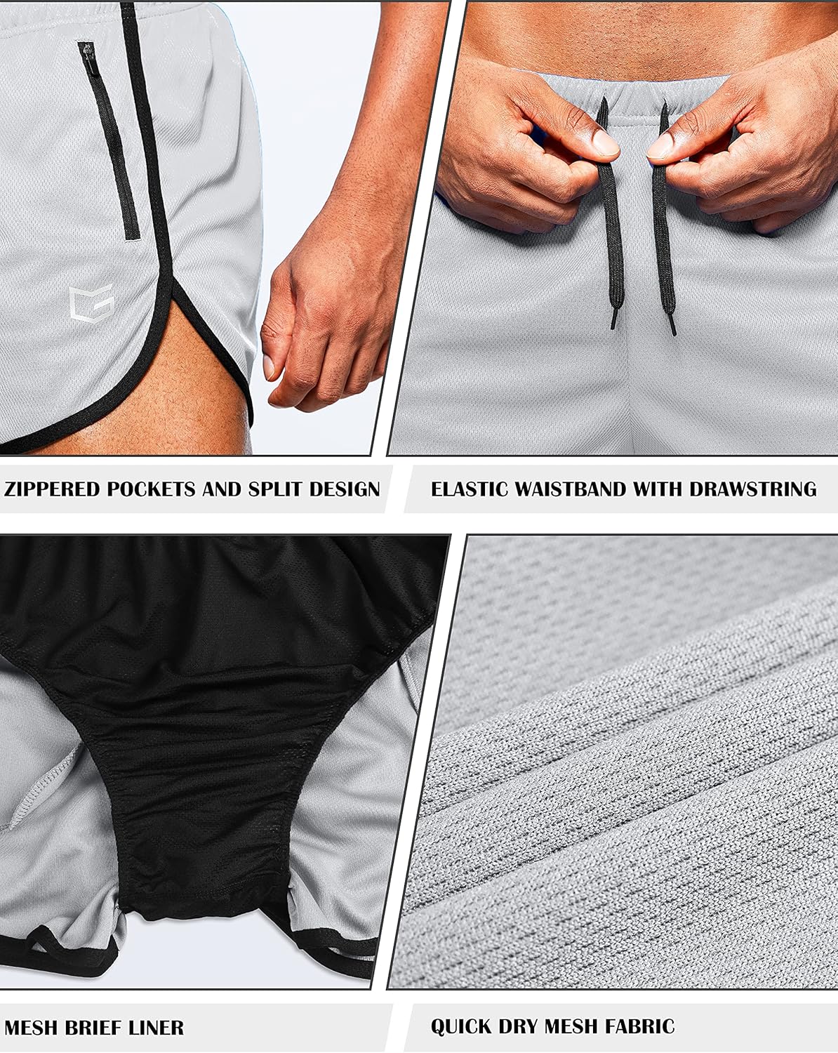 G Gradual Men's Running Shorts 3 Inch Quick Dry Gym Athletic Jogging Shorts with Zipper Pockets - Image 4