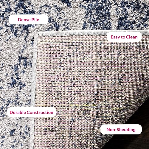 Miniatura 288 de Safavieh colección Adirondack - Alfombra de área, 6 x 9 pies, gris y azul, diseño oriental desgastado, no desprende pelusa, fácil cuidado, ideal