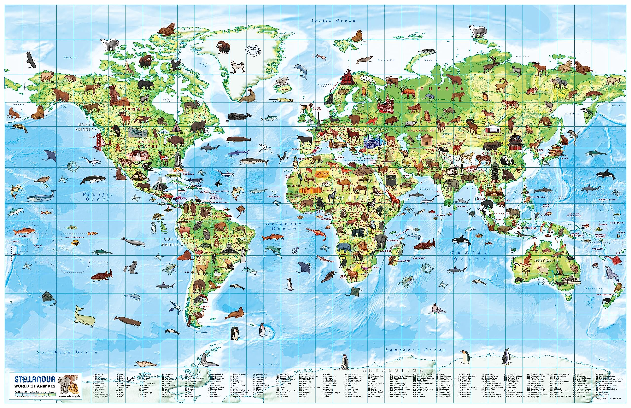 Children's Wall Map: World of Animals: Beautiful wall map ideal for a classroom or a bedroom