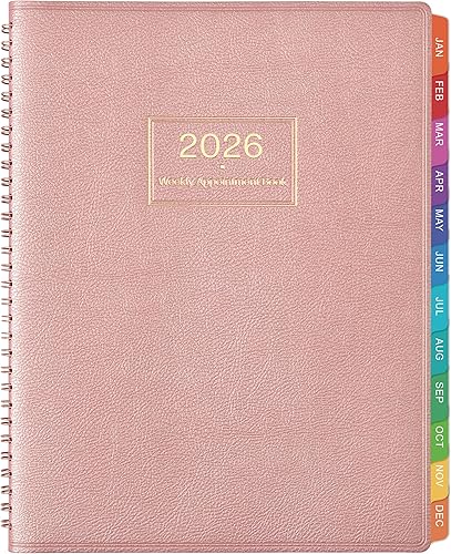 Agenda de citas 2026, agenda semanal 2026, enero de 2026 a diciembre de 2026, 9 x 11 pulgadas, agenda diariapor hora 2026