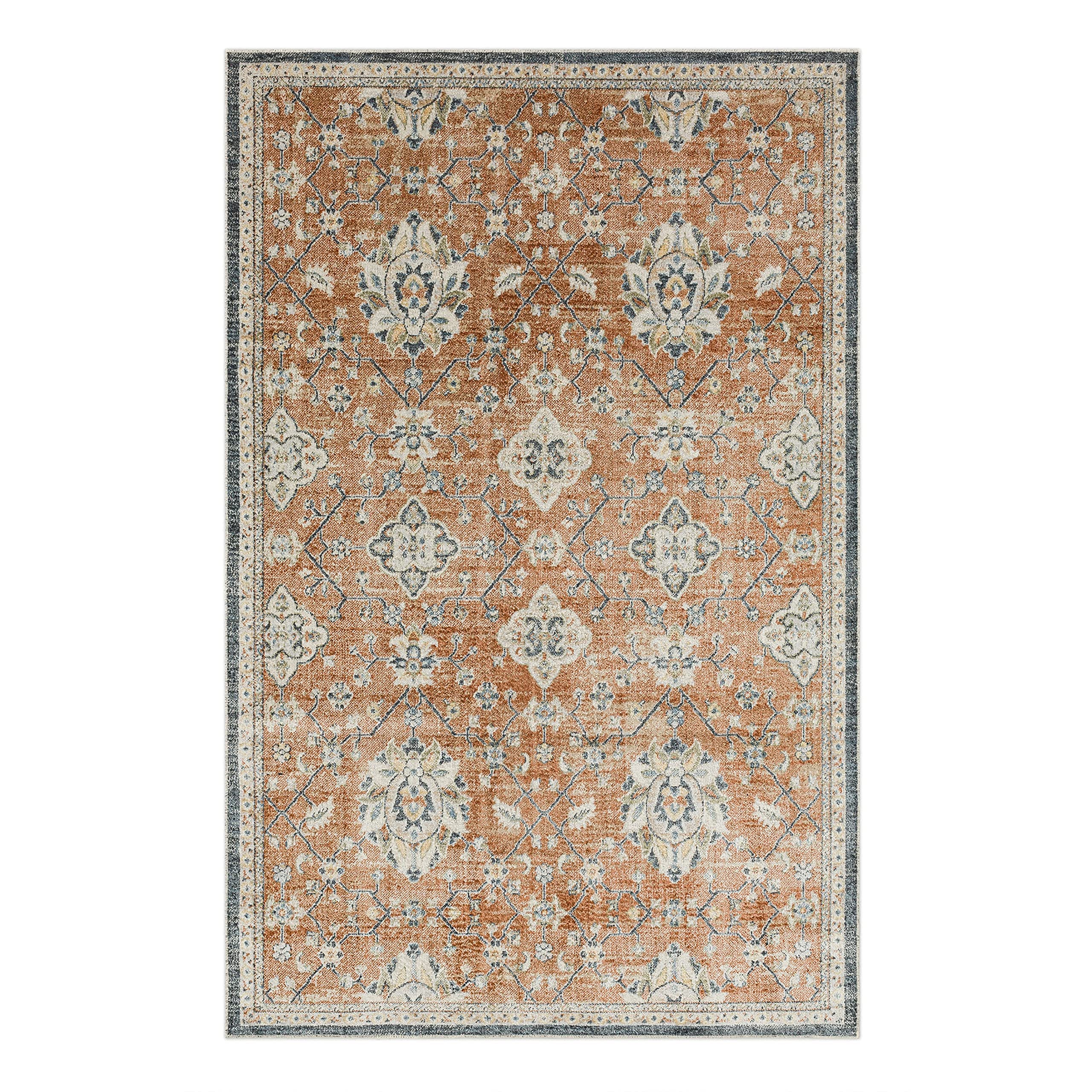 Mohawk Home Garrett Floral Ornamental Pumpkin Orange 7' 10" x 10' Area Rug Perfect for Living Room, Dining Room, Office