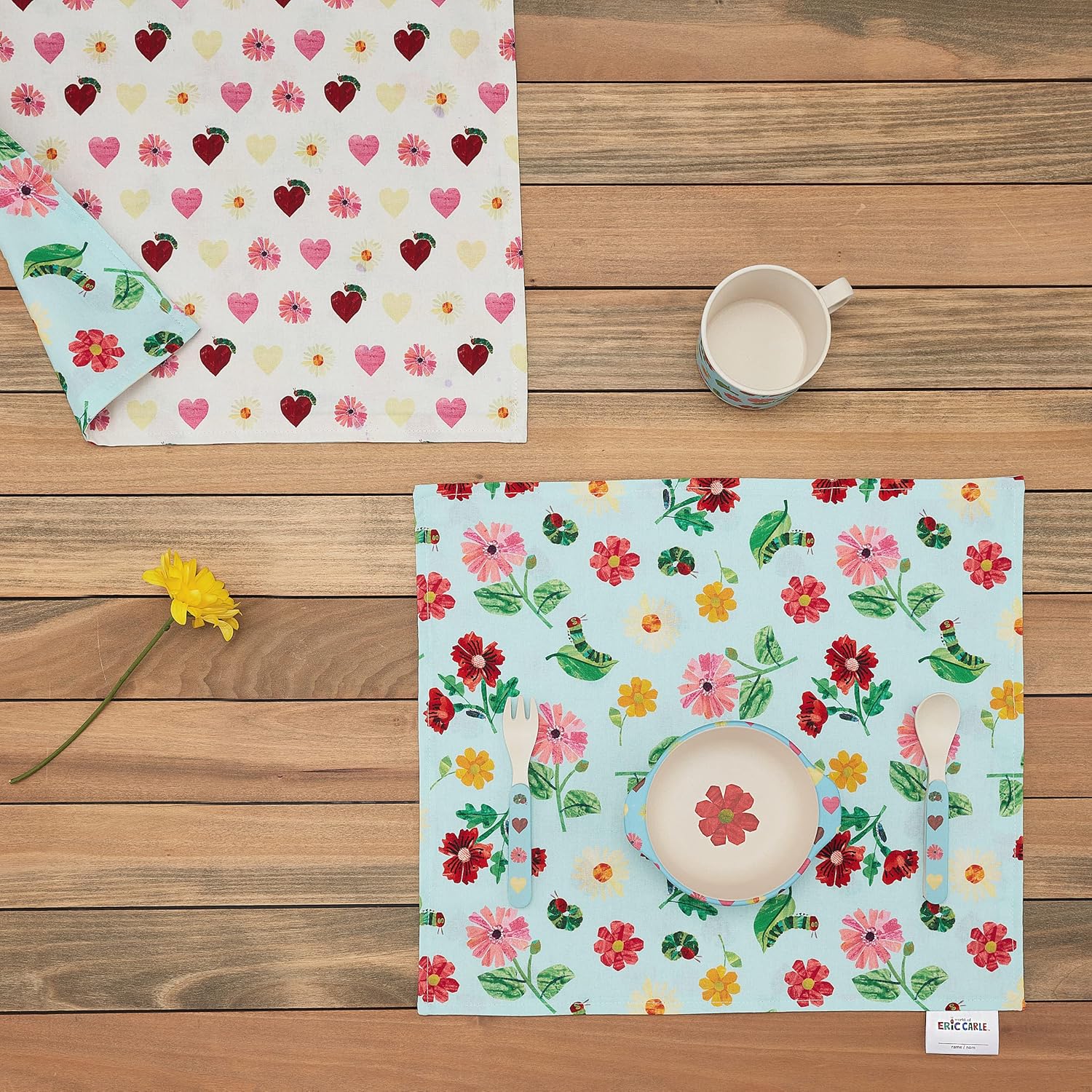Funkins Reusable Cloth Placemats for Kids & Lunch Boxes | Reusable, Eco-Friendly | 15"x13", 2-ply, Thick, Absorbent, Machine Washable | Set of 2 Placemats (Ladybugs) : Home & Kitchen