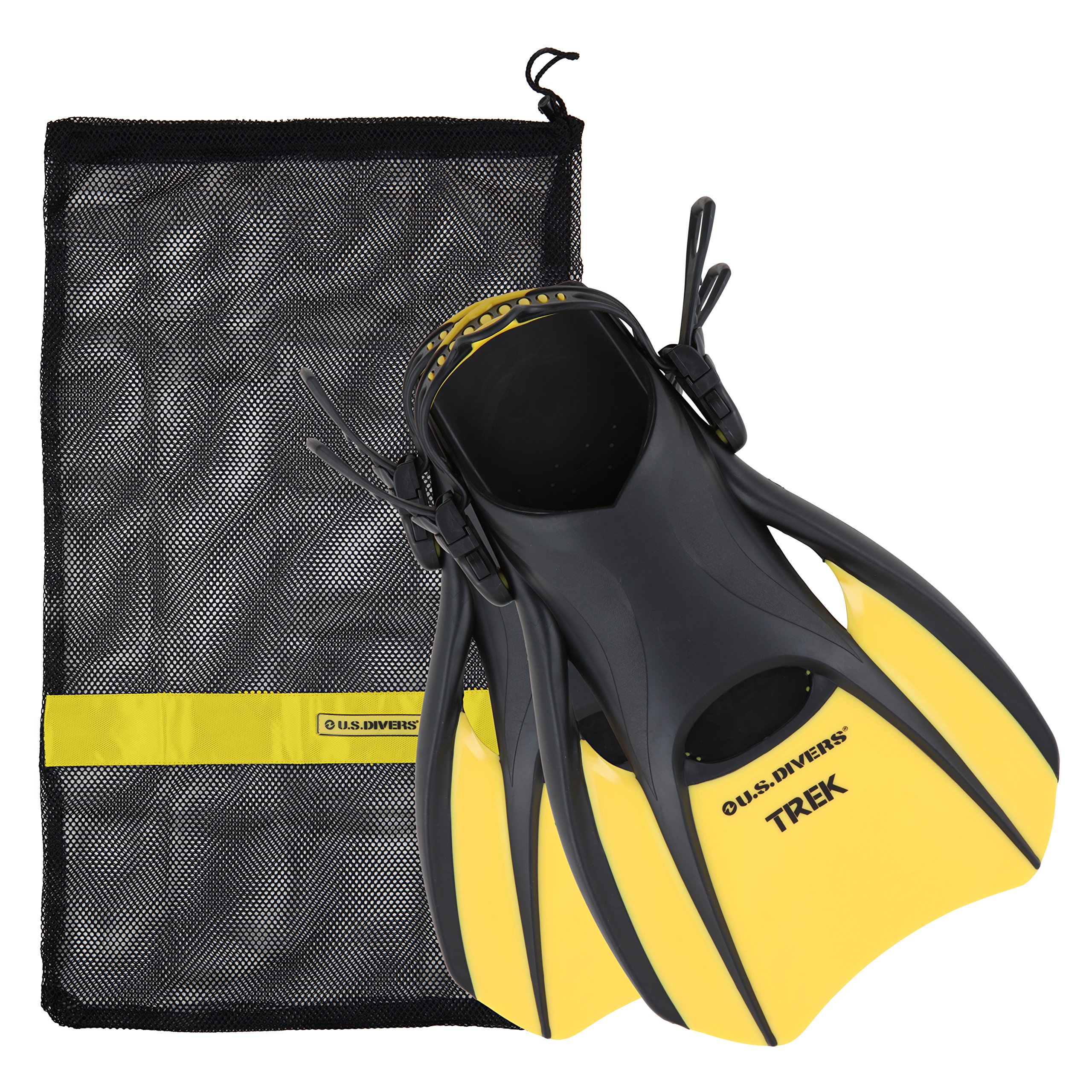 US Divers Trek Travel Fin with Mesh Carrying Bag, Yellow, Medium