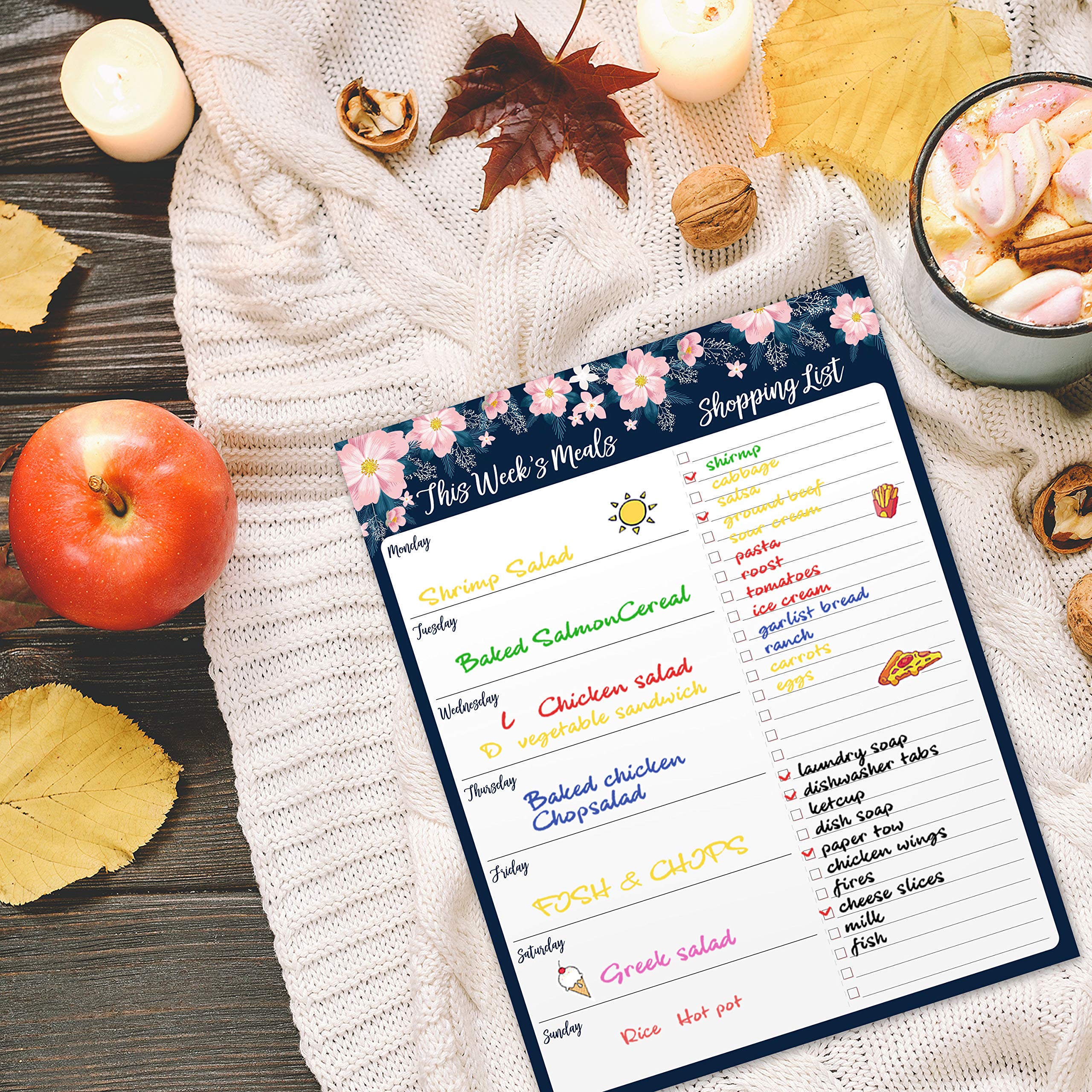 Weekly Meal Planner Notepad 7 in × 9 in, Meal Planning Pad