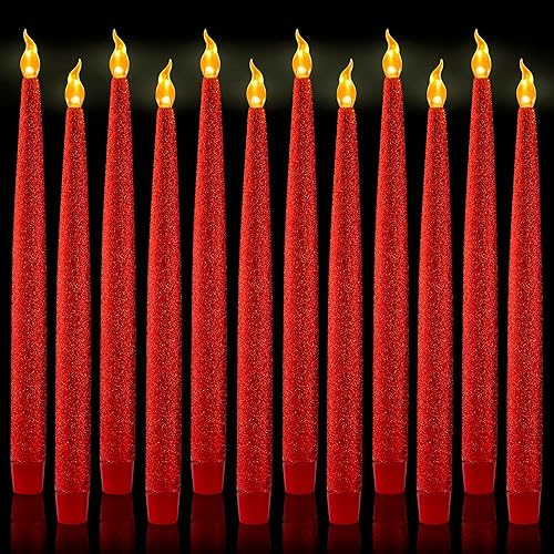 Vista 26 de Furora Lighting - Velas largas LED sin llama, para ventana, a pilas, velas eléctricas con función de temporizador de 6 horas Oro 11.5