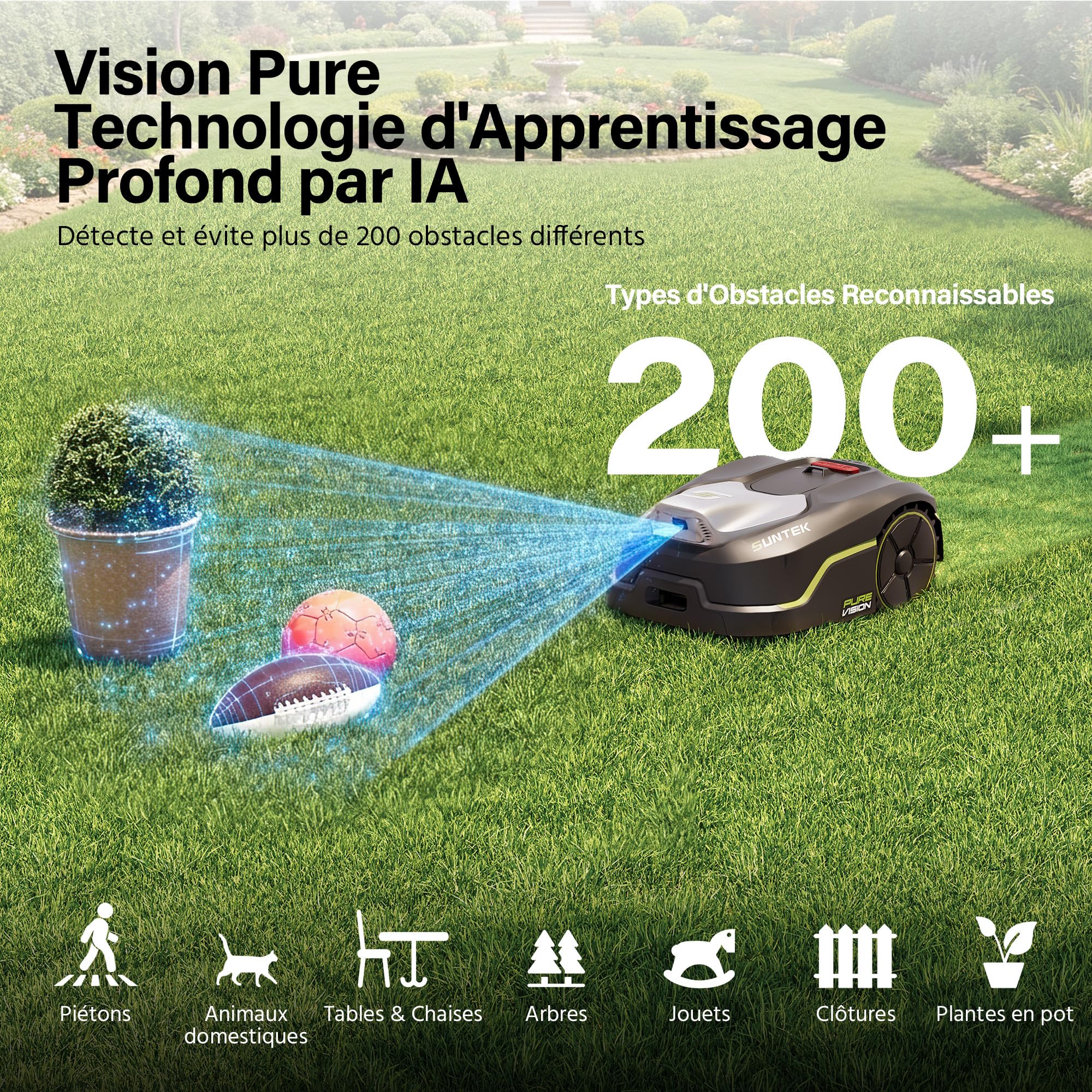 SUNTEK Robot Tondeuse sans Fil Périphérique - Robot Tondeuse IA + Vision pour 250 m² — vue 2