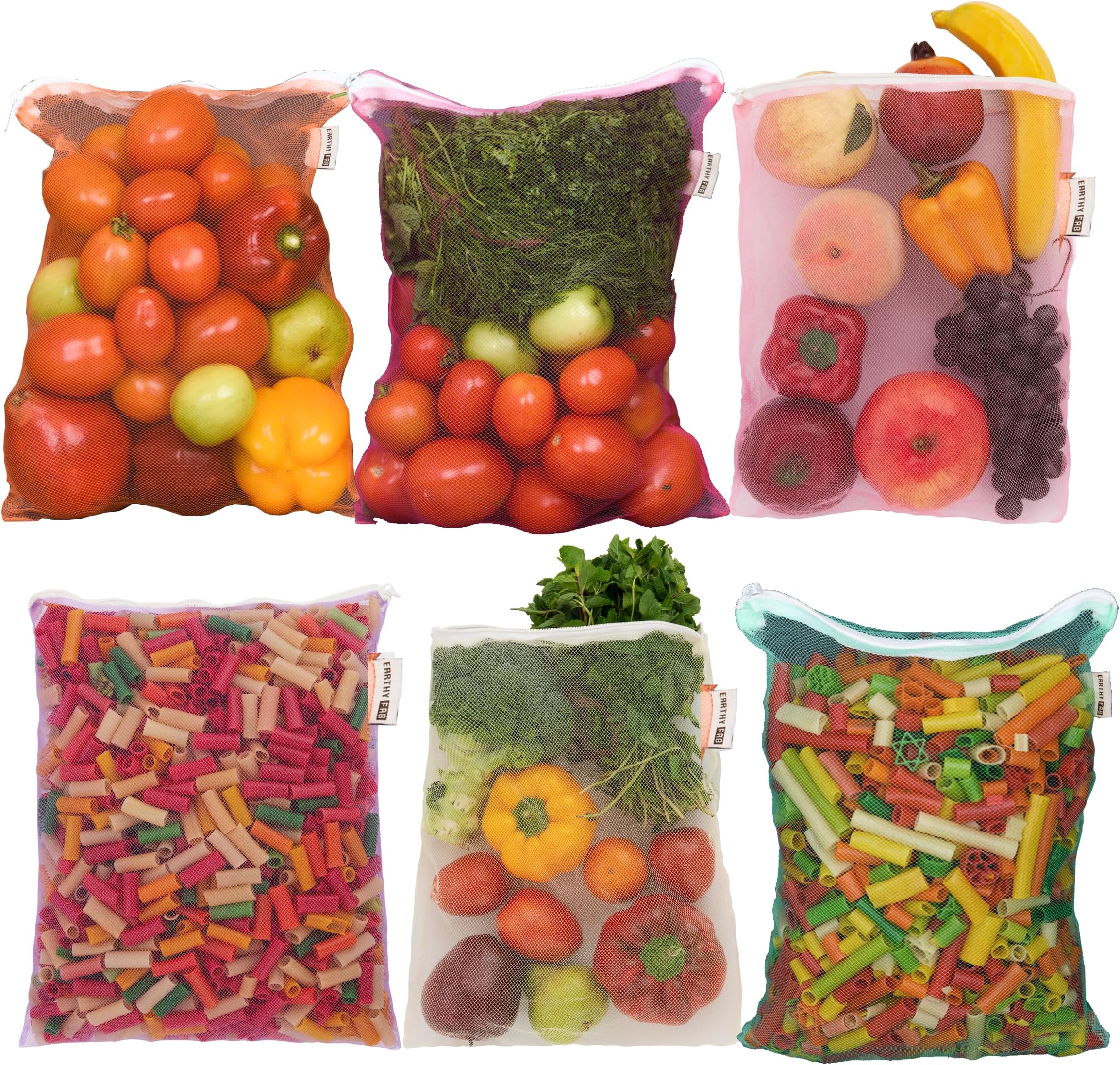 Earthy Fab Ziplock Bags, resuable,Fridge Storage, Vegetable Bags for Multipurpose Fridge Bags. 27X33 cm, Pack of 6.(Polyester)