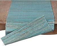 Vista 2 de Saro Lifestyle Colección Melaya Camino de Mesa Tejido Brillante Nubby, 16"x72", Turquesa