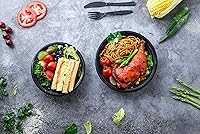 Vista 2 de Glotoch Express Recipientes redondos de plástico negro de 16 onzas, paquete de 150 unidades, reutilizables, aptos para microondas, congelador