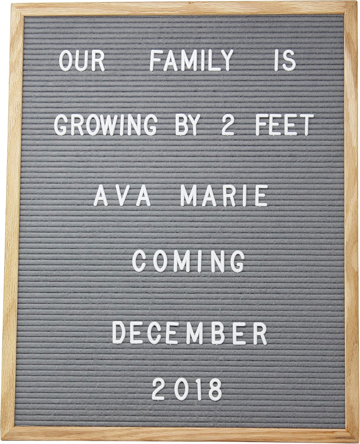 Executive Office Solutions Changeable Letter Board - White Felt with Solid Oak Frame, Wall Mount, Canvas Bag, and 290 Characters 16x20 Gray - (LB3)