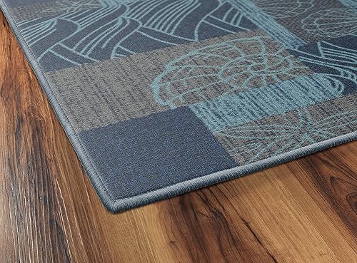 Miniatura 5 de Brumlow Mills Alfombra con estampado de conchas marinas con collage oceánico para sala de estar, comedor, cocina, dormitorio y decoración