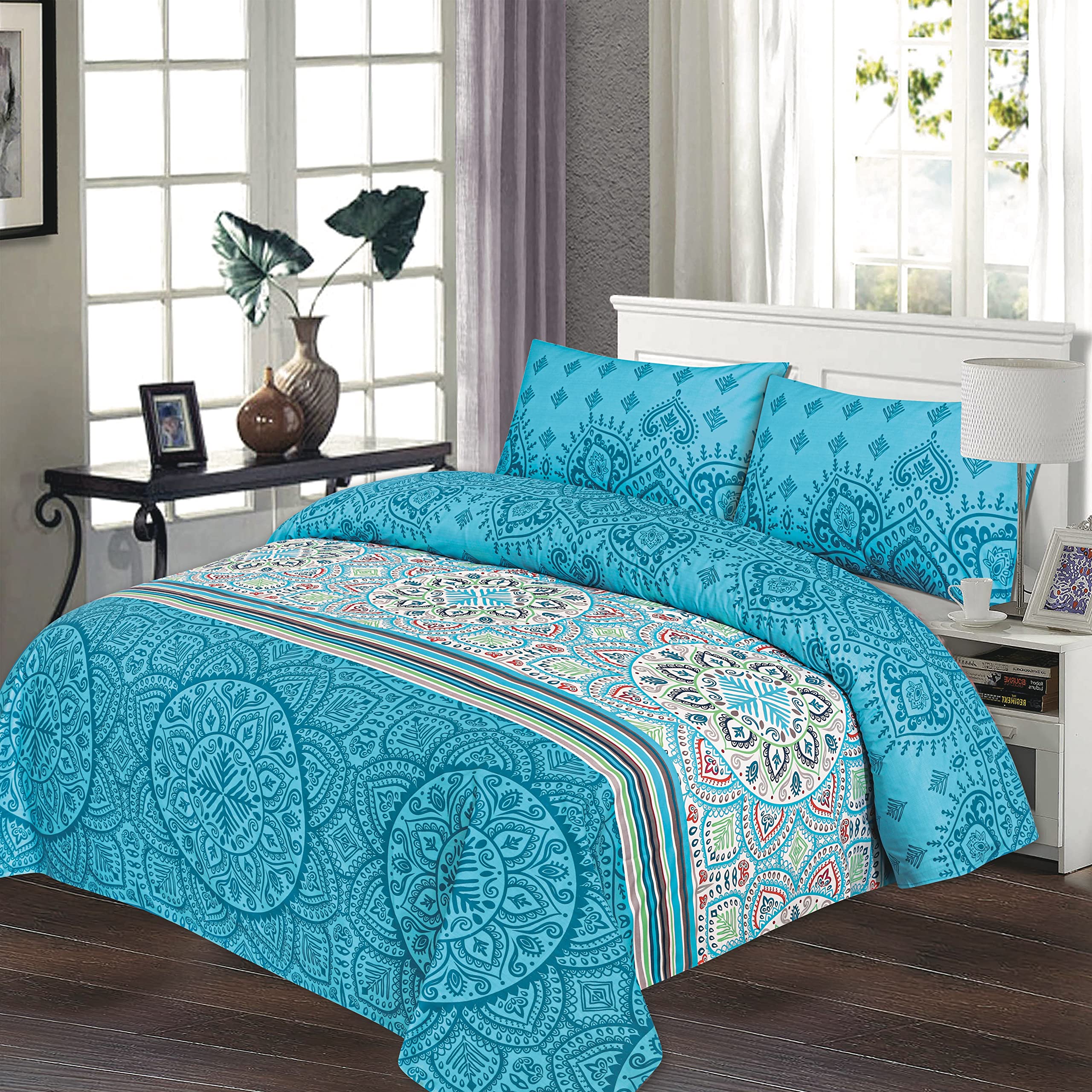 Somerfield-KING Size 3 Piece Bed Sheet Set, Bedsheet with pillow, 1 Bedsheet + 02 pillows, Bedsheet and pillow set Soft Poly Cotton Bedding Sheets & Pillowcases Sets