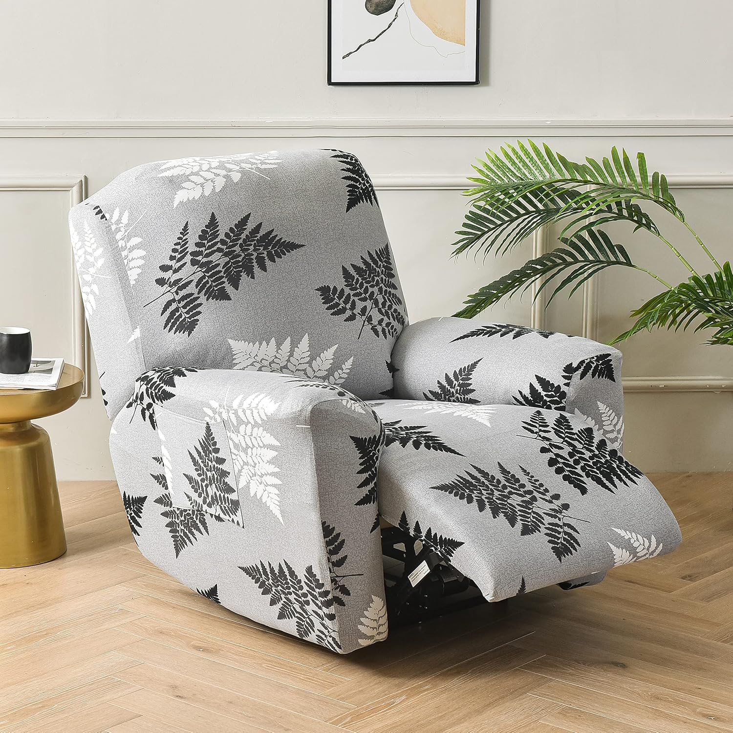 Oversize Recliner Chair Covers Printed 1 2 3 Seat Reclining Sofa Slipcovers Anti Slip Loveseat Sofa Cover Furniture Protector with Pocket-H||1 seat (4pcs)