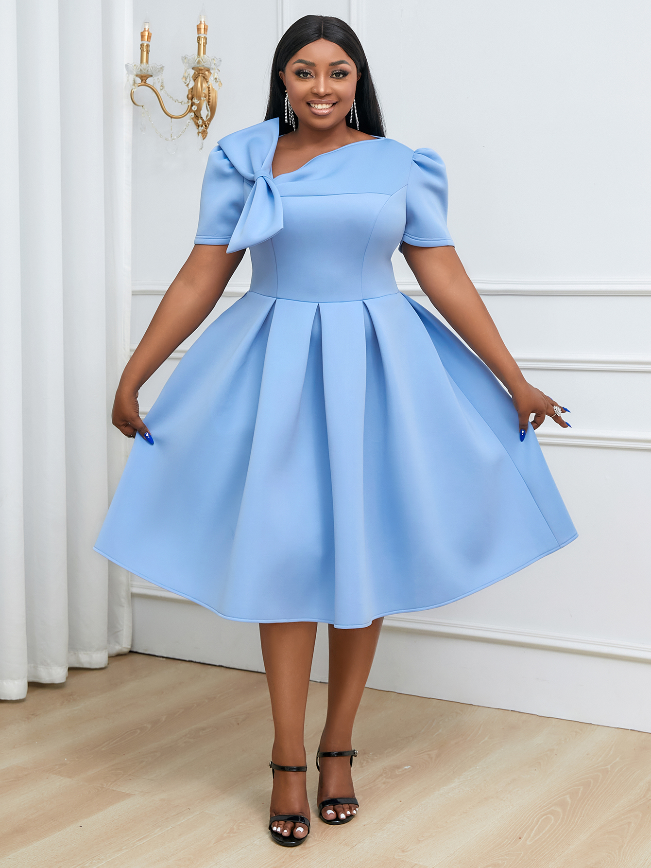 blue dress church For Her Women Dress 8785C-Royal Blue main image 1