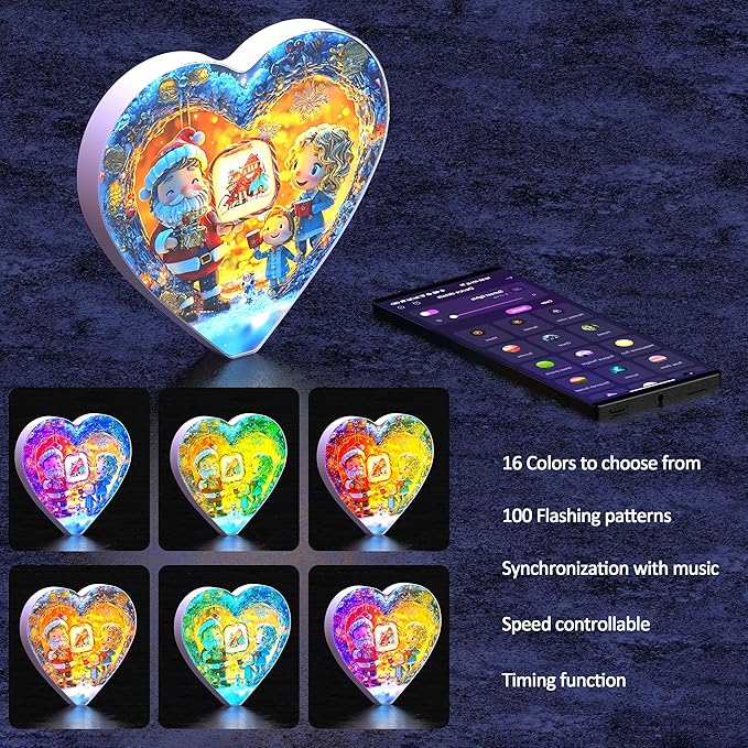 nencoo LED Love Heart Table Lamp Music Sync Color Changing Night Light with App Control for Christmas/Valentine's Day/Wedding/Birthday/Party/Living Room/Bedroom Decor/Boy Girl Gift photo 2