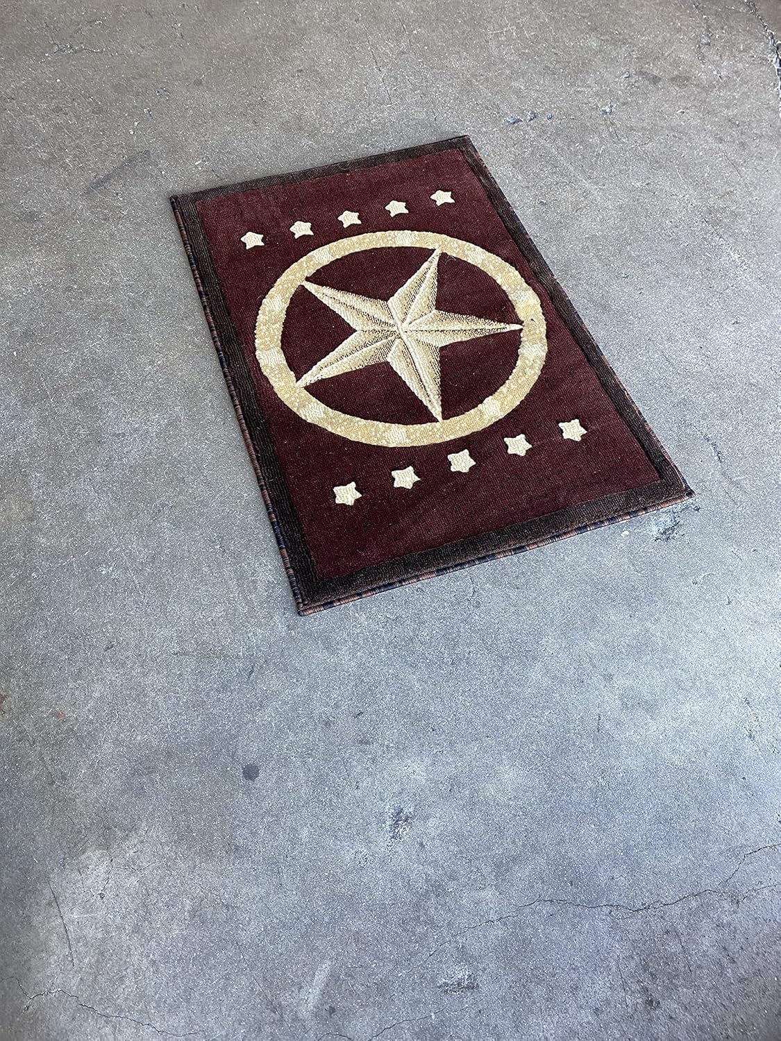 Texas Star Door Mat Area Rug Burgundy Black Beige Design 5457 (2 Feet X 3 Feet)