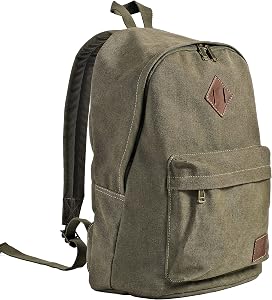 Canvas School Laptop Backpack, Durable Rucksack, Travel Notebook Bag, for Men Women