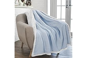 PAVILIA Heavenly Soft Light Blue Sherpa Blanket