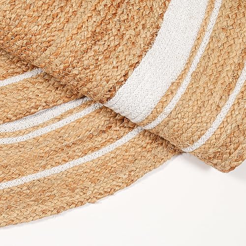 Miniatura 6 de Alfombra de área negra, alfombra redonda para sala, comedor y dormitorio, alfombra tejida a mano, alfombra trenzada, alfombra redonda de yute de 3