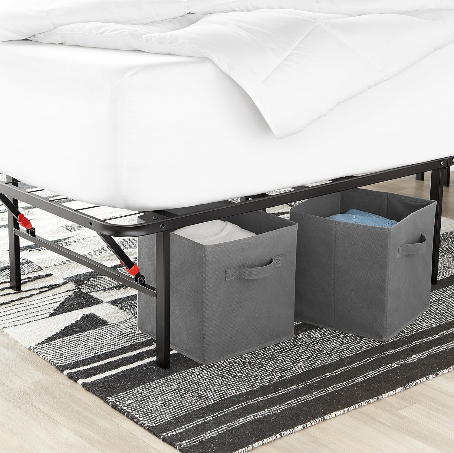  Basics Foldable, 14" Metal Platform Bed Frame with Tool-Free Assembly, No Box Spring Needed - Twin XL: Furniture & Decor
