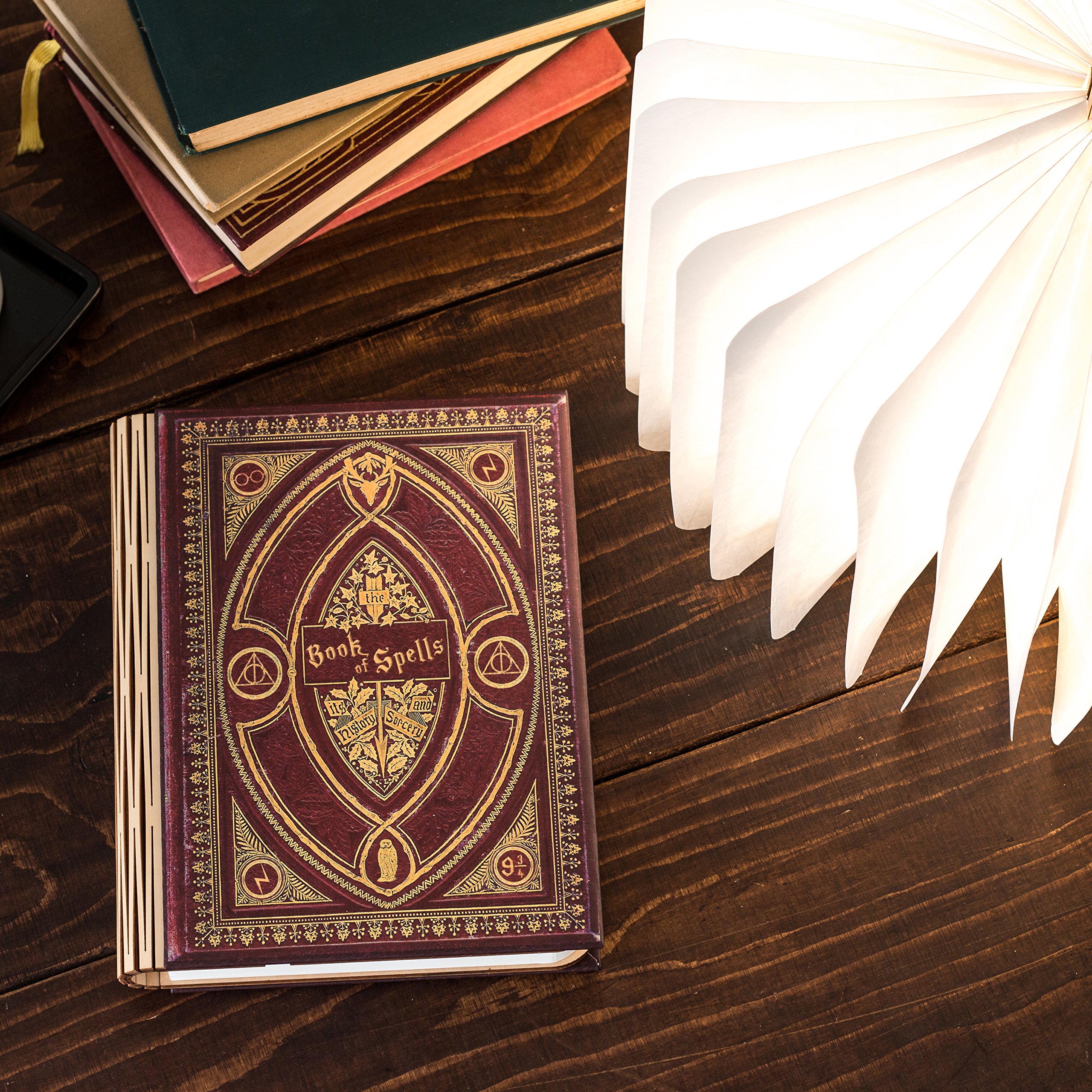 KleverCase Book Cover Themed 360 Degree Chargeable Reading Lamp, Night Light, Desk, Bedside Light. (Gryffindor Red, Large Size White Light)