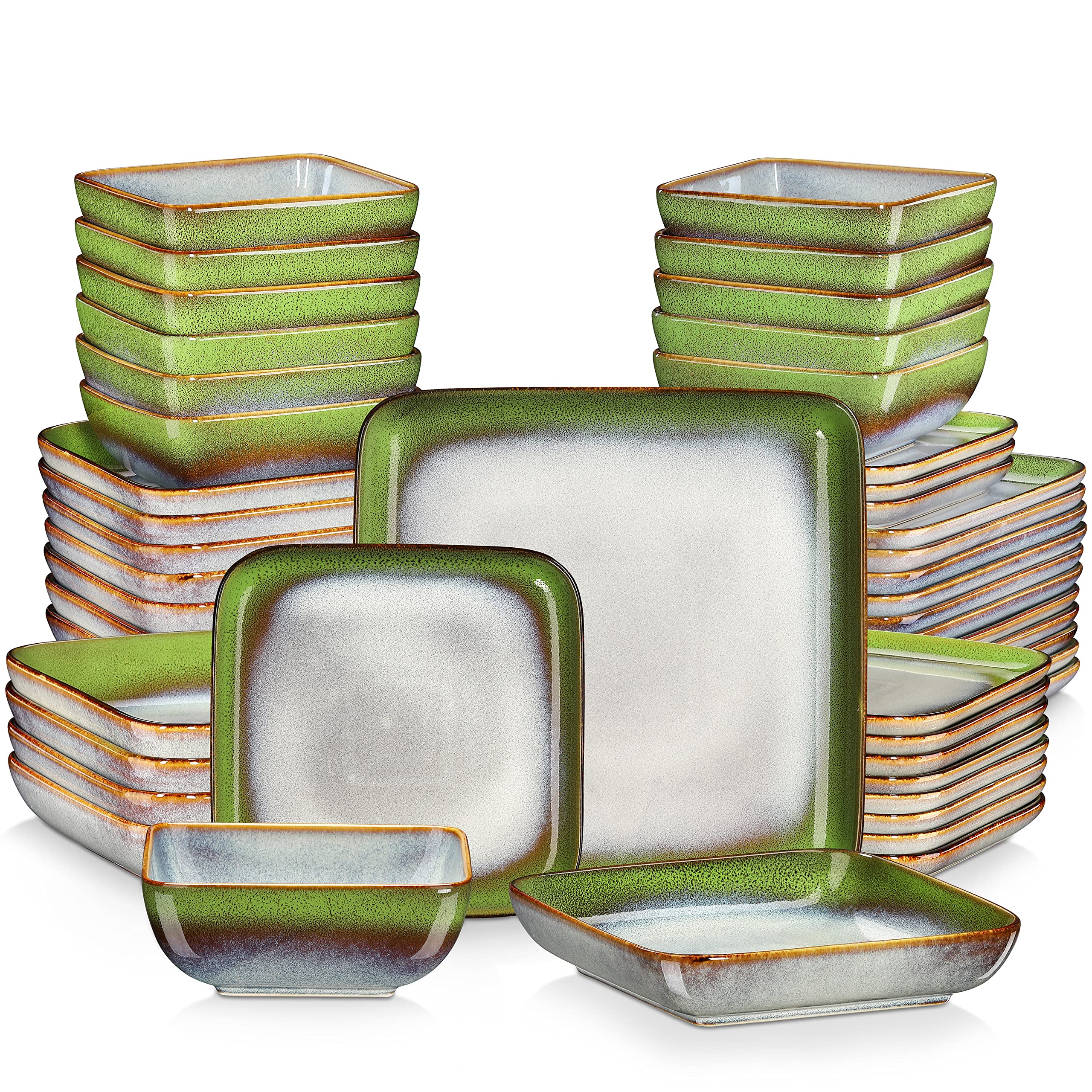 Dipschälchen Steinzeug, vancasso STERN 4 teilige rechteckige Soßenschälchen, Snack Vorspeise Schalen Set, Dessert kleine Servierschalen