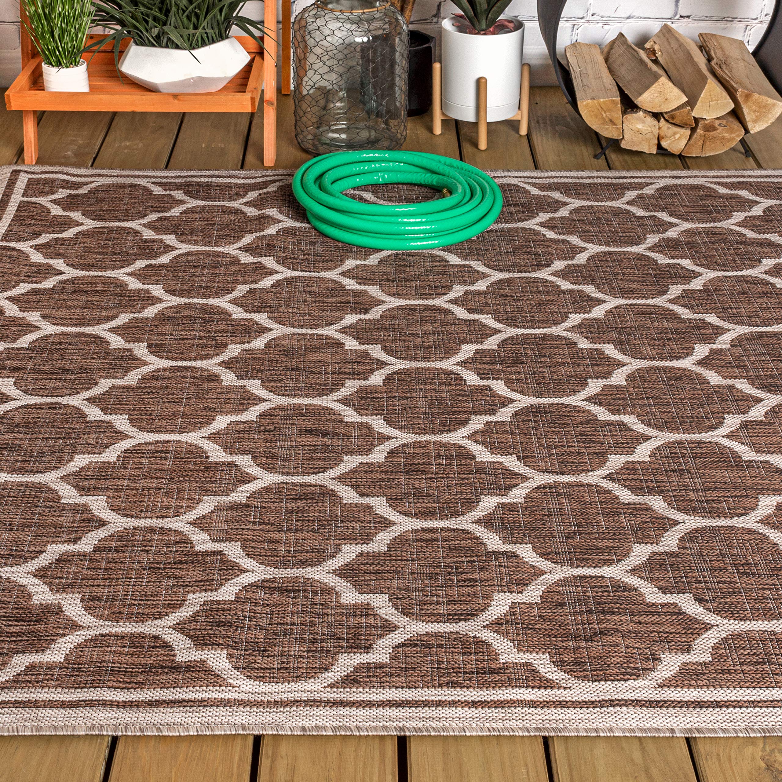 JONATHAN Y SMB109B-8 Trebol Tappeto marocchino a traliccio strutturato per interni ed esterni, moderno, costiero, bohémien, facile da pulire, cortile, patio, non spargimento, 240 cm X 300 cm