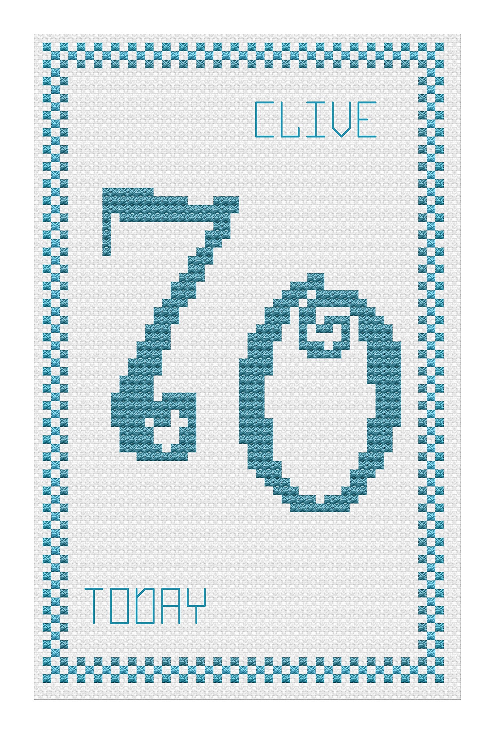 Florashell Needlecrafts Blue,Clear 70Th Birthday Blue Cross Stitch Card Kit