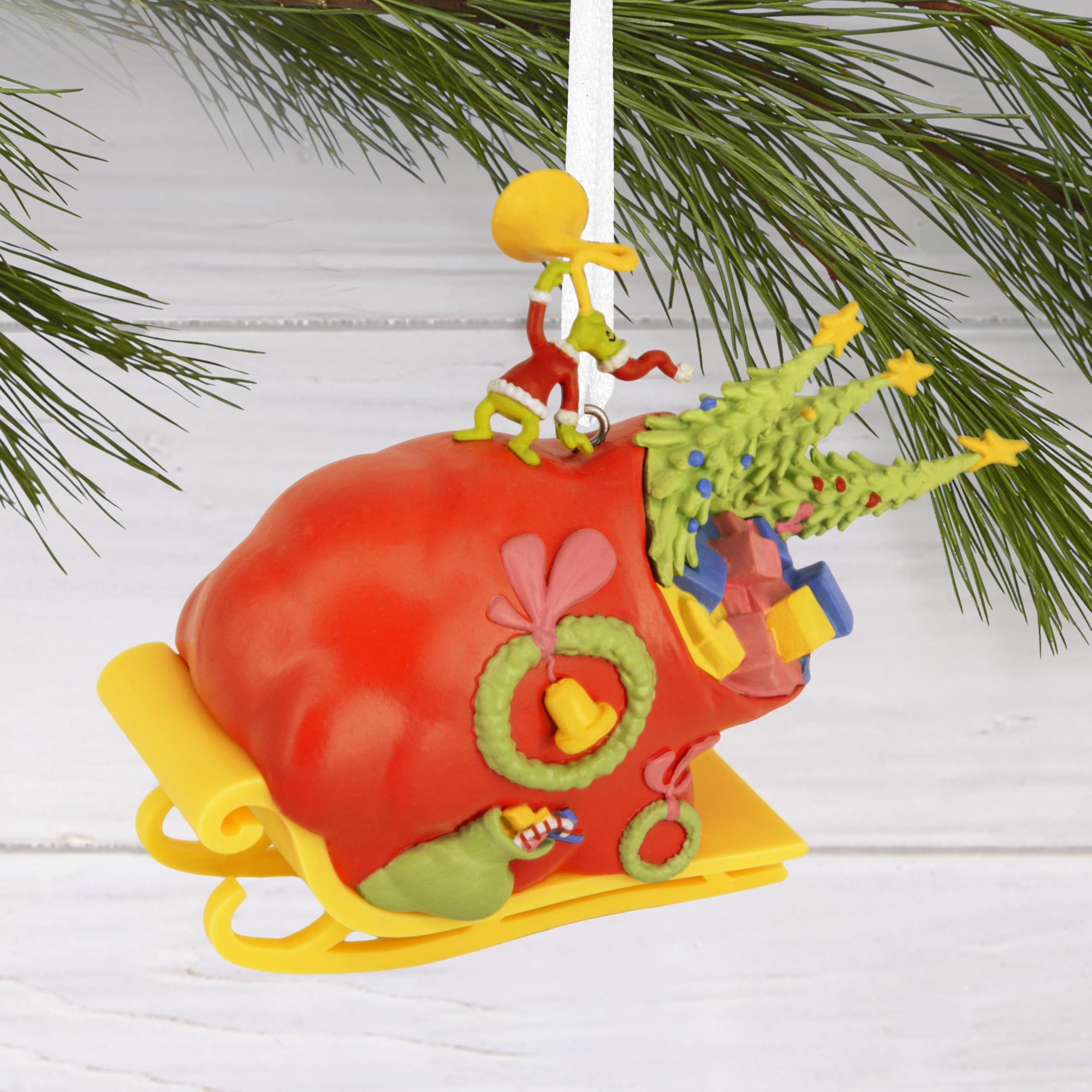 Hallmark Christmas Ornament, Dr. Seuss's How the Grinch Stole Christmas! Grinch on Sleigh Ornament, Christmas Movie Gifts