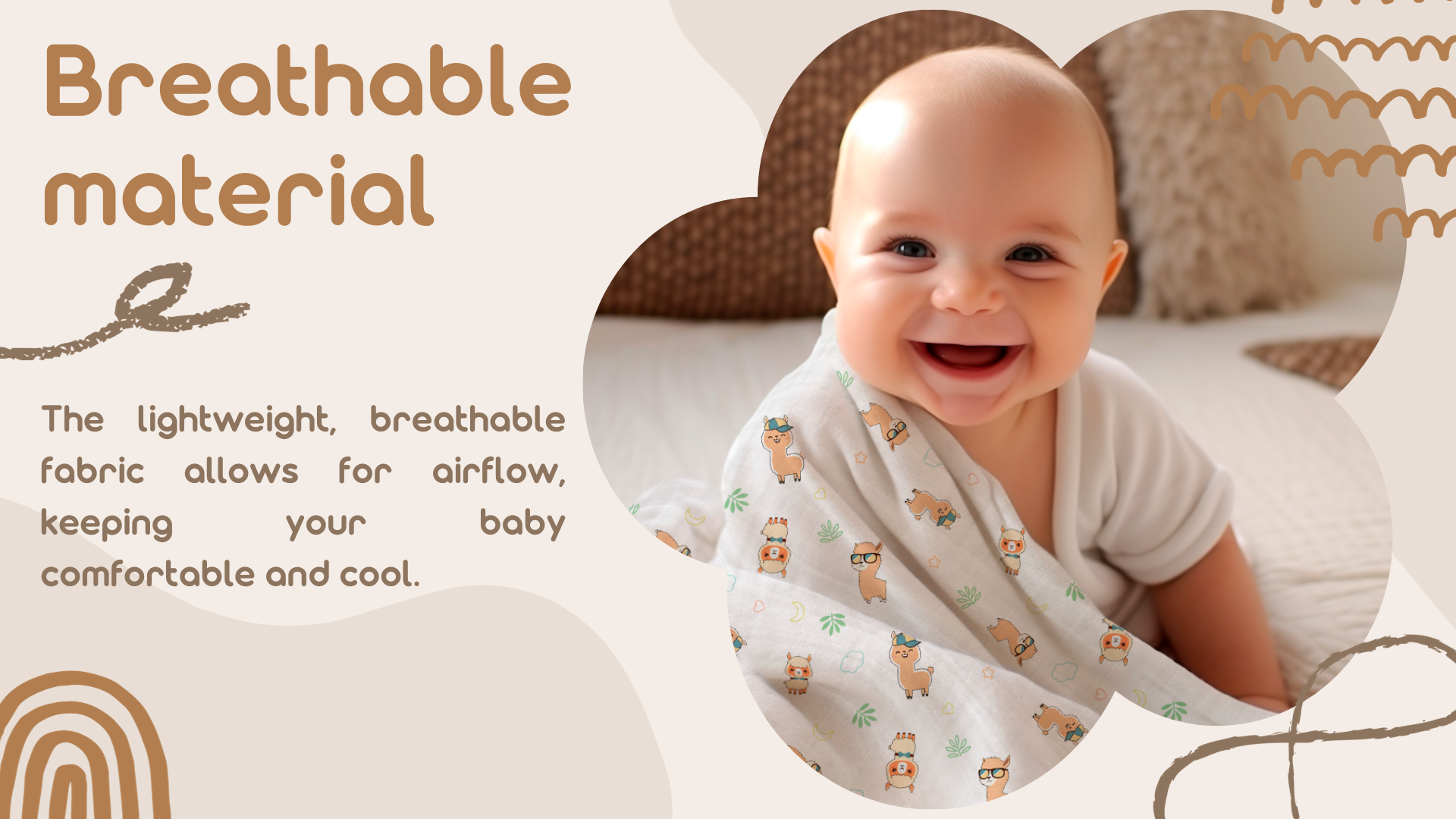 Hugs & Llamas Organic Cotton Muslin Swaddle Blankets - 47"x47", Extra Soft, Unisex (Tropical Treat) - View #2