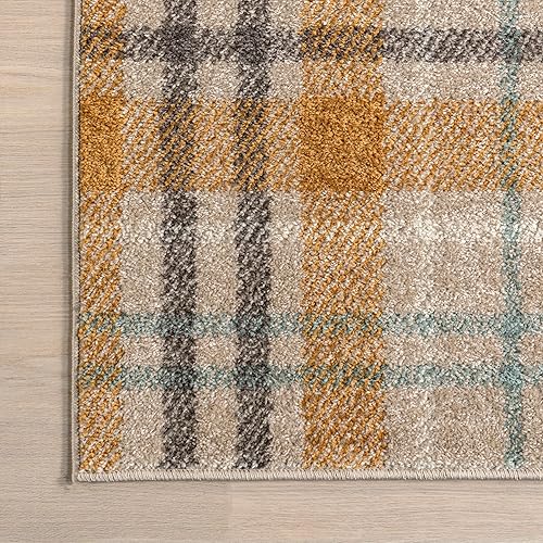 Miniatura 4 de nuLOOM Fiorella - Alfombra a cuadros de 4 x 6 pies para sala de estar, dormitorio, comedor, cocina, naranja y grisgris