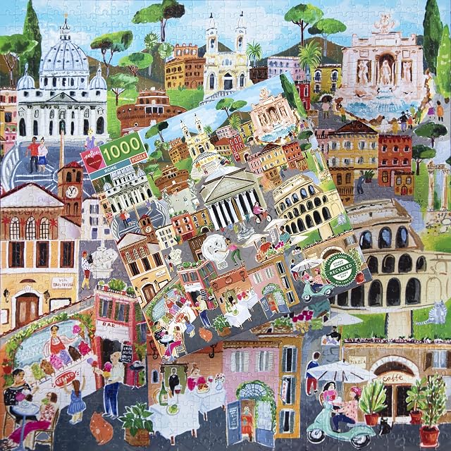 Foto 7 de 7 de eeBoo - Cartón Reciclado para Adulto, 1000 Piezas sobre la Ciudad de Roma en Italia, tamaño: 58,4 x 58,4 cm…