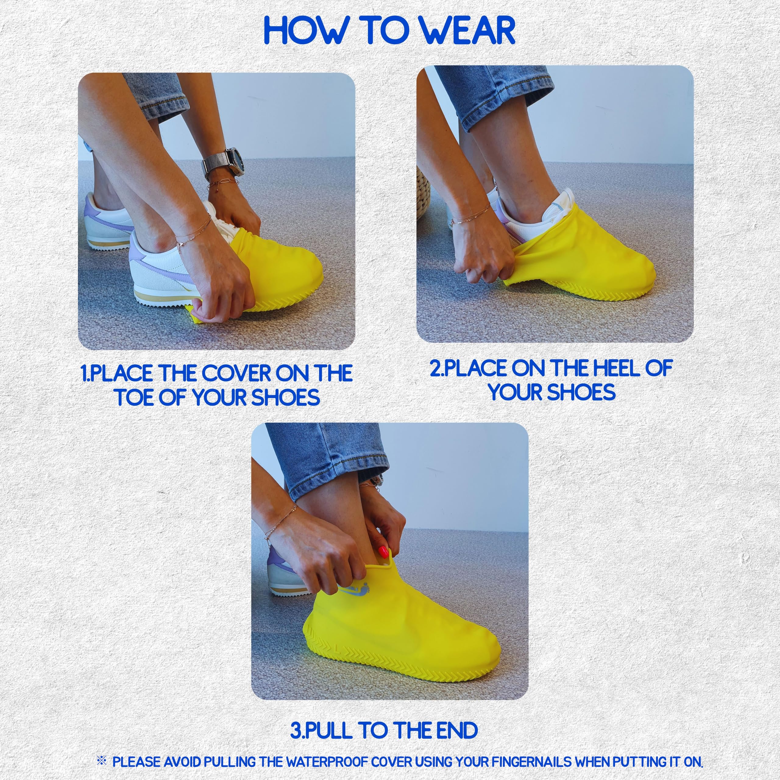 Fundas impermeables de goma de silicona para zapatos, antideslizantes, fáciles de manejar, resistentes al agua, para exteriores, ciclismo, senderismo, protectores aplicables a hombres, mujeres, niños