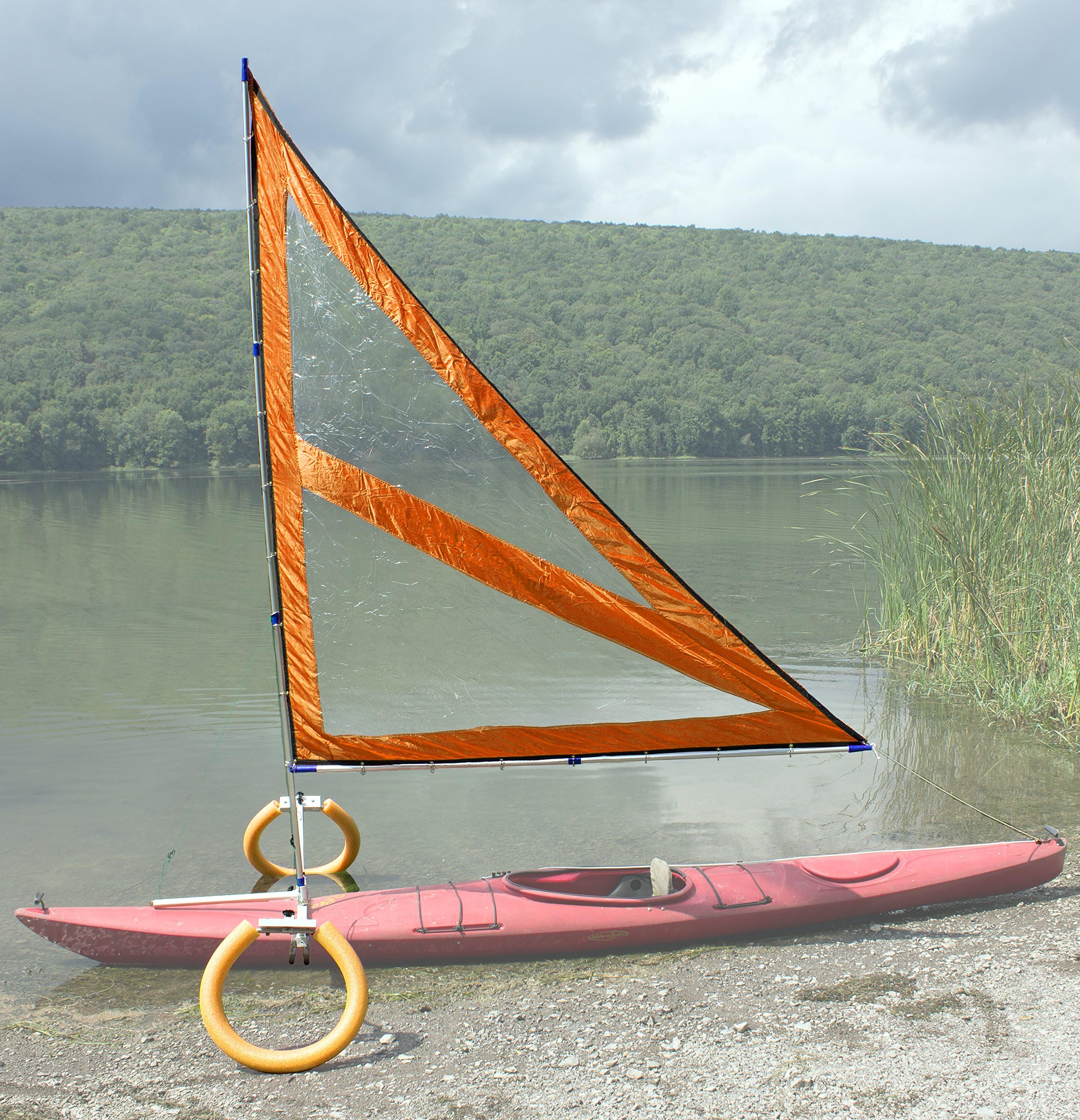 Harmony Upwind Kayak Sail and Canoe Sail Kit (Orange). Complete with Telescoping Mast, Boom, Outriggers, All Rigging Included! Compact, Portable, Easy to Set up - Start Sailing This Season!